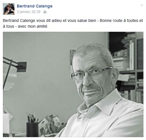 Message d'adieu de Bertrand Calenge sur Facebook